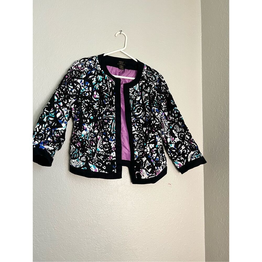 Trenz Petite by Theresa Tenz Textured 3/4 Sleeve Jacket Lined Women's‎ Sz PM p m